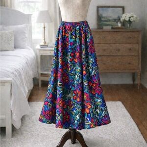 Anthropologie Melrose Floral Multicolor Silk Maxi Skirt